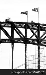 A stock photograph of the SydneyaHarbor Bridge, Australia.