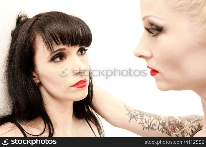 A stock photograph of two stunning woman posing together.
