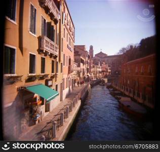 A stock photograph of Venice Italy, using a Holga camera which acheives an artistic and photographic effect.