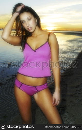 A stock photoo of a casual lifestyle feeling woman on location