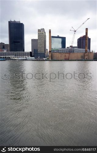 A storm approaches downtown Toledo Ohio. Toledo Ohio Downtown City Skyline Maumee River