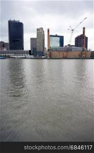 A storm approaches downtown Toledo Ohio. Toledo Ohio Downtown City Skyline Maumee River