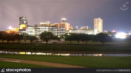A storm is passing over downtown Fort Worth overnight
