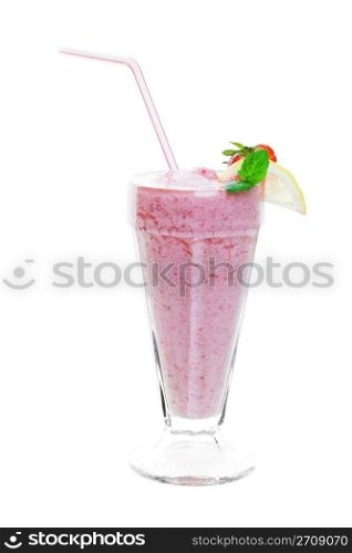A strawberry smoothie shake studio isolated on a white background.