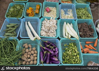 a Street fegetable and Food market in the City of Mandalay in Myanmar in Southeastasia.. ASIA MYANMAR MANDALAY MARKET FEGETABLE