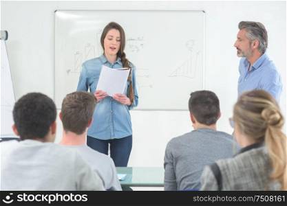 a student talking in classroom