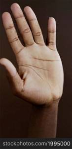 A studio photo of the palm of a hand
