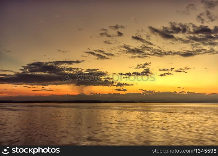 A stunning scenic sunset at Caribbean sea, Cuba