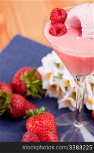 A summer treat - red berry ice cream smoothie