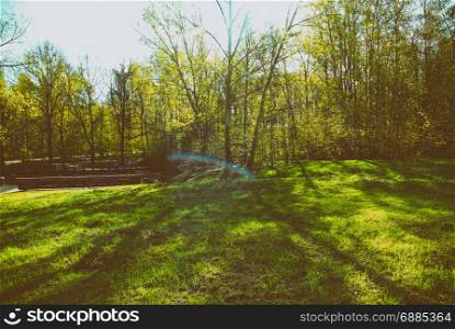 a Sunny day in a Moscow Park in spring, district Teply Stan