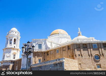 A sunny day with a deep blue sky in Cadiz, Andalusia region, South of Spain.