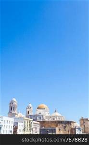 A sunny day with a deep blue sky in Cadiz, Andalusia region, South of Spain.