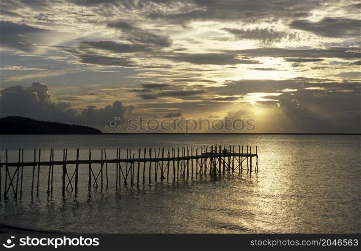 a sunset at the the Beach of the Town of Kampung Lubok Buaya and Pantai Cenang Beach on the Island of Langkawi in Malaysia. Malaysia, Langkawi, January, 2003