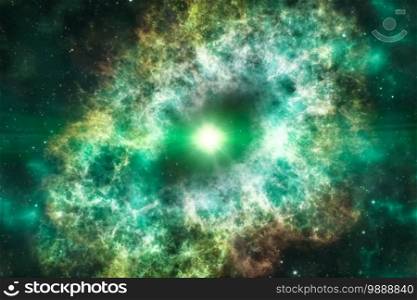 A supernova explosion in the universe among gas clouds.. supernova explosion in the universe among gas clouds.