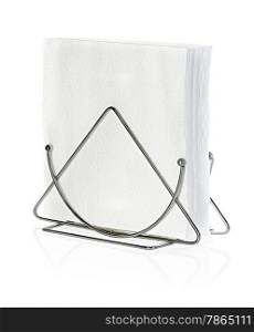 A table napkin holder with napkin, isolated on white