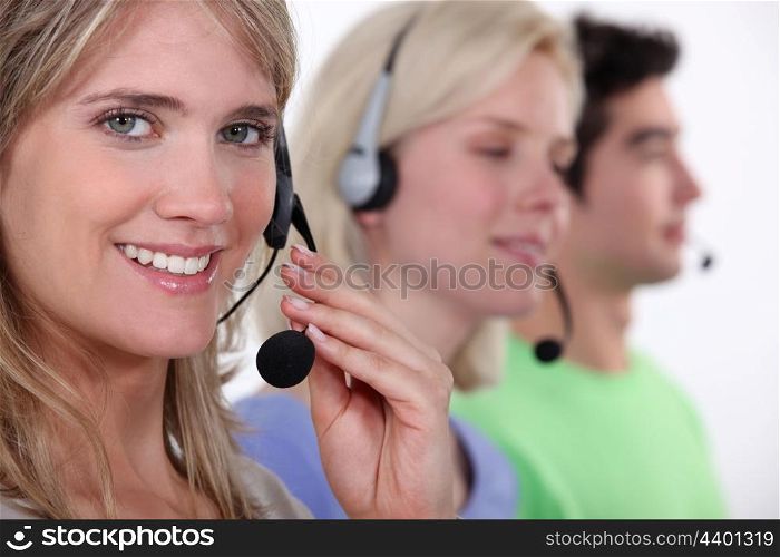 A team of call centre workers