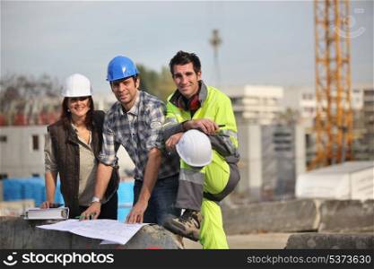 A team of construction workers