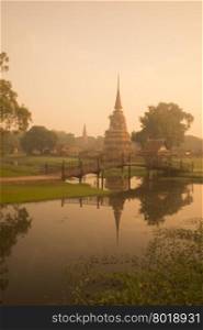 a temple in the landscape of the Historical park in the city of Ayutthaya north of bangkok in Thailand in southeastasia.. ASIA THAILAND AYUTHAYA HISTORICAL PARK