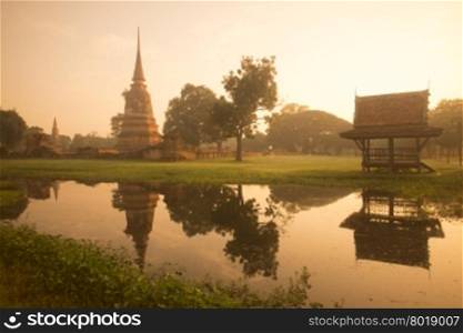 a temple in the landscape of the Historical park in the city of Ayutthaya north of bangkok in Thailand in southeastasia.. ASIA THAILAND AYUTHAYA HISTORICAL PARK