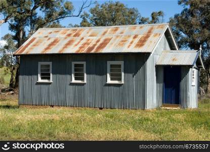 A tiny church constructed of corrugated Iron, near Wellington, New South Wales, Australia