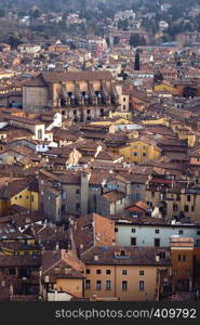 a top view of the historic center of Bologna, Italy