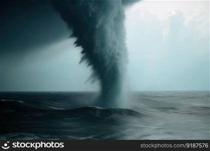 A tornado made of water over the ocean created with generative AI technology