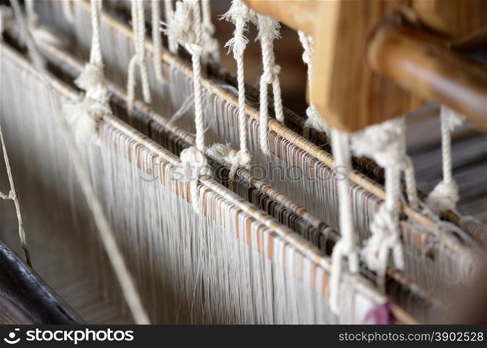 a traditional weaving workshop Factory near the Village of Phaung Daw Oo at the Inle Lake in the Shan State in the east of Myanmar in Southeastasia.. ASIA MYANMAR BURMA INLE LAKE WEAVING FACTORY