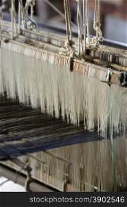 a traditional weaving workshop Factory near the Village of Phaung Daw Oo at the Inle Lake in the Shan State in the east of Myanmar in Southeastasia.. ASIA MYANMAR BURMA INLE LAKE WEAVING FACTORY
