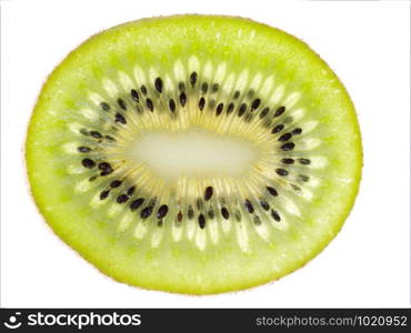 A transparent slice of kiwi