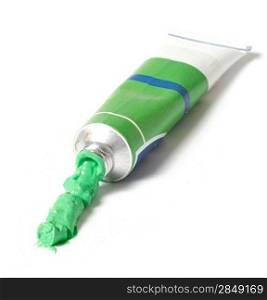 A tube with green oil paint