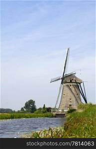 A typical Dutch Windmill, used for water management to keep the polders dry near Leidschendam, The Netherlands