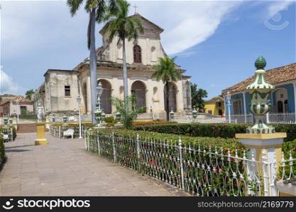 A typical view of plaza Major in Trinidad , Cuba.