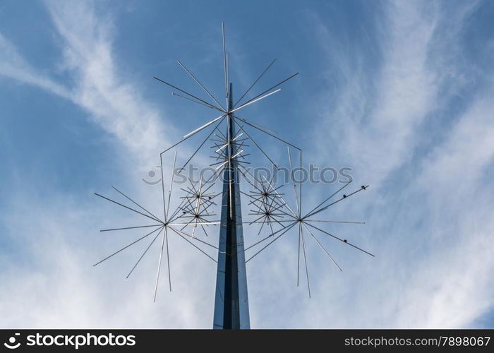 A unique metallic structure which is found by the entrance of the Smithsonian Natural Air and Space Museum in Washington DC