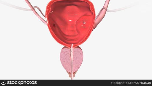 A ureterocele is a congenital defect of the ureter, the tube that carries urine from the kidney to the urinary bladder. 3D rendering. A ureterocele is a congenital defect of the ureter, the tube that carries urine from the kidney to the urinary bladder.