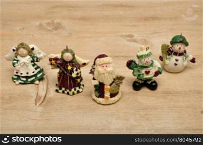 A variety of Christmas figurines to decorate a Christmas tree