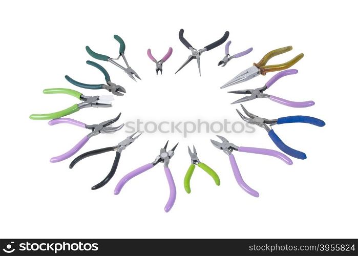 A variety of different pliers used for fixing and repairing items - path included