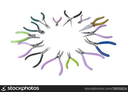 A variety of different pliers used for fixing and repairing items - path included