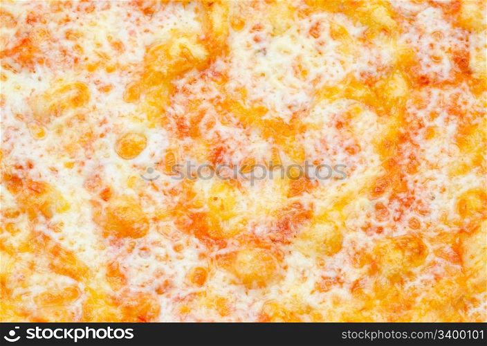 a vegetarian pizza with mashed tomatoes and cheese, closeup