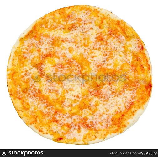 a vegetarian pizza with mashed tomatoes and cheese, isolated