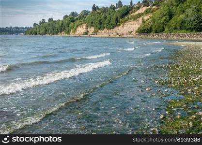 A veiw of the shoreline at Saltwater State Park in Des Moines, Washington.