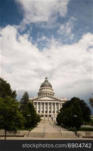 A vertical composition state capital building in Salt Lake City