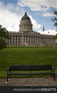 A vertical composition state capital building in Salt Lake City