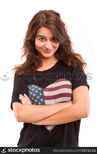 A very beautiful young woman posing isolated