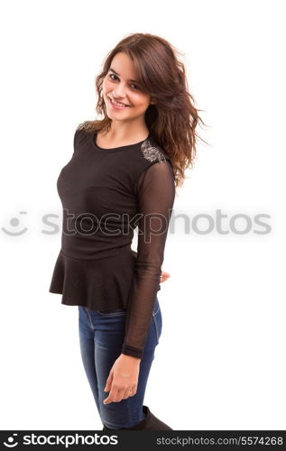 A very beautiful young woman posing isolated