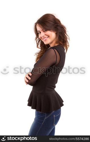 A very beautiful young woman posing isolated