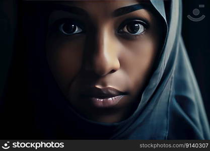 A very beautiful young woman with a hijab covering her head by generative AI