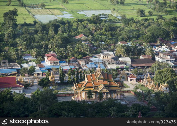 a view from the Mount Phnom Sompov near the city of Battambang in Cambodia. Cambodia, Battambang, November, 2018. CAMBODIA BATTAMBANG PHNOM SAMPEAU