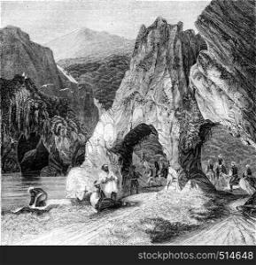 A view in the Balkan, vintage engraved illustration. Magasin Pittoresque 1844.
