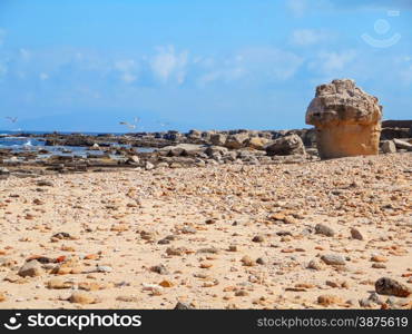 A view of a rocky shore of a Sicily island