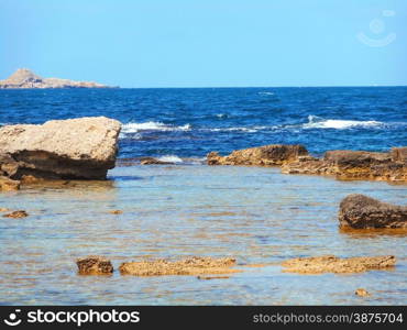 A view of a rocky shore of a Sicily island